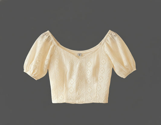 OFF-WHITE COTTON PUFF SLEEVES TOP