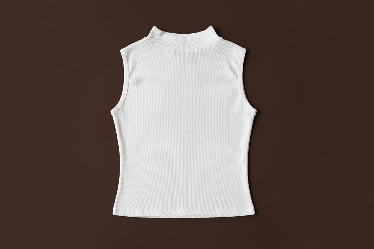WHITE STRETCHABLE SLEEVELESS TOP