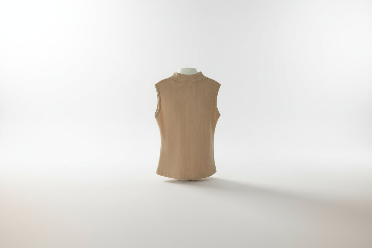 BEIGE SLEEVELESS STRETCHABLE TOP