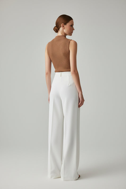 DARK BROWN HIGH NECK SLEEVELESS TOP