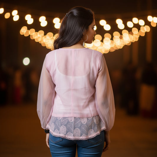 BABY PINK CHIFFON TOP