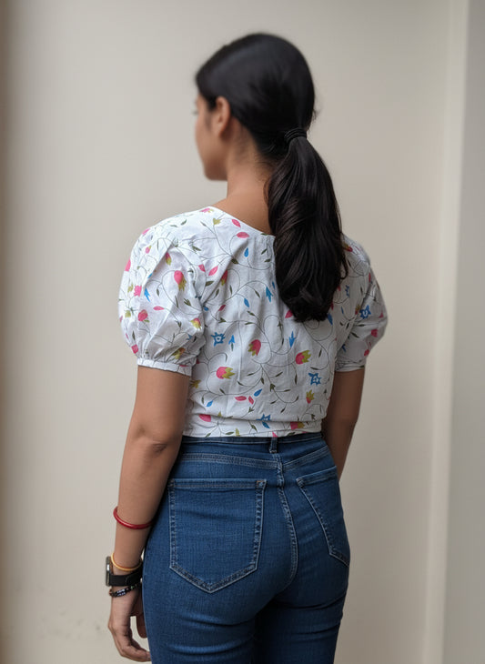 FLORAL PRINTED WRAP AROUND TOP