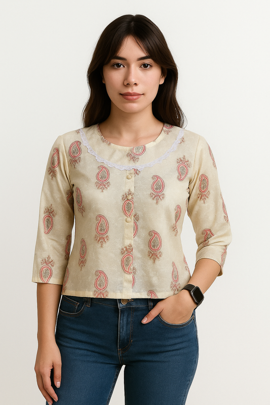 PRINTED SHORT TOP