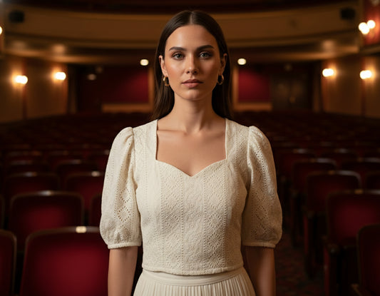 OFF-WHITE COTTON PUFF SLEEVES TOP