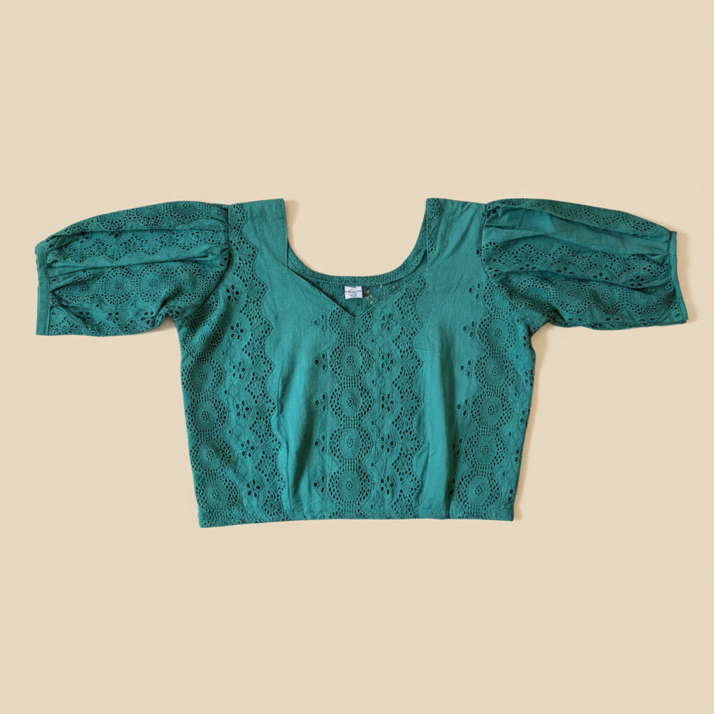 DARK GREEN PUFF SLEEVS TOP