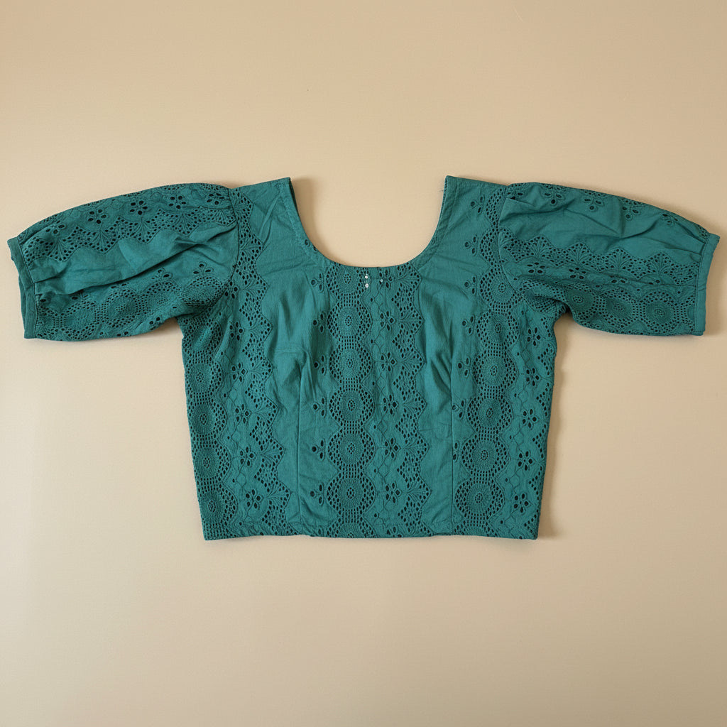 DARK GREEN PUFF SLEEVS TOP