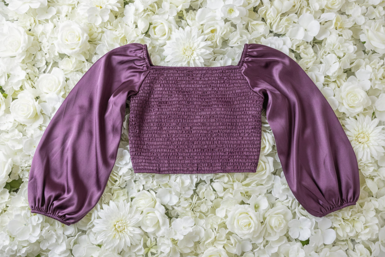 WINE COLOR OFF SHOULDER SATIN SILK TOP