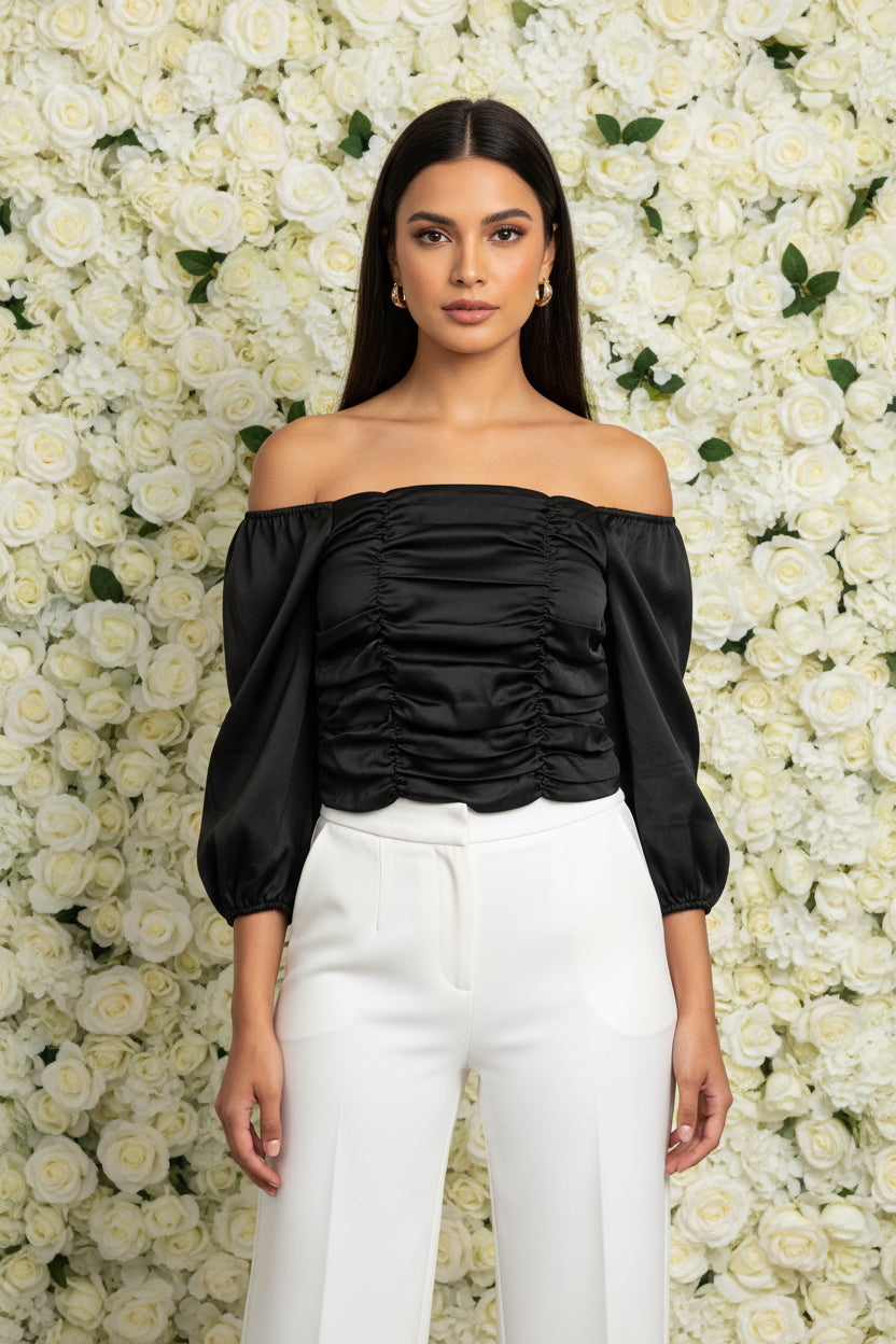 BLACK OFF SHOULDER TOP
