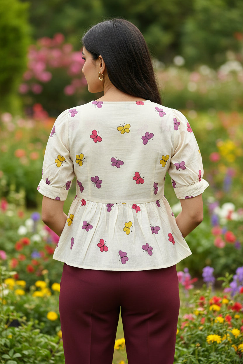 SHORT FRILL SLEEVES TOP
