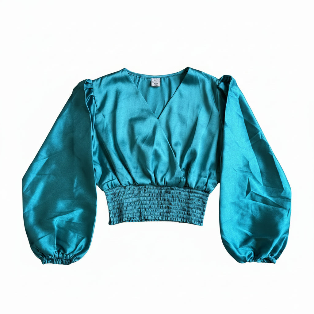 V NECK TEAL TOP