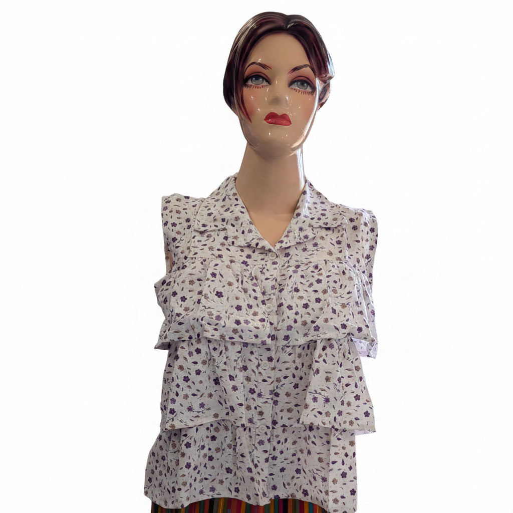 FLORAL TIERED RUFFLE TOP