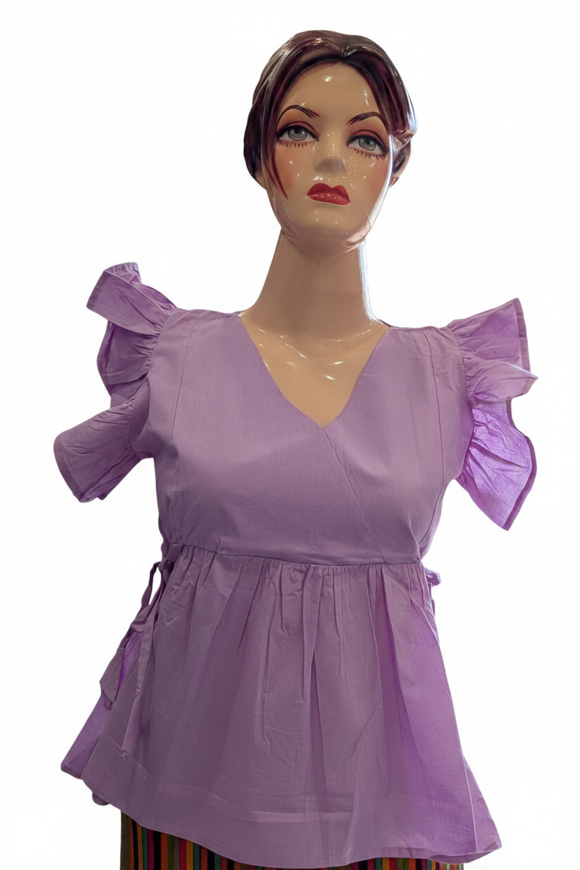LAVENDER SHORT RUFFLE SLEEVES