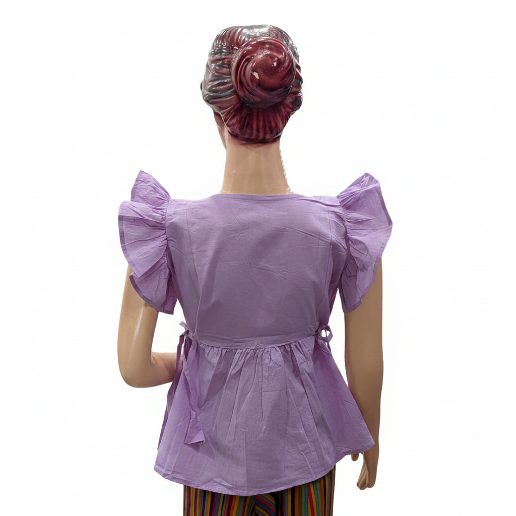 LAVENDER SHORT RUFFLE SLEEVES