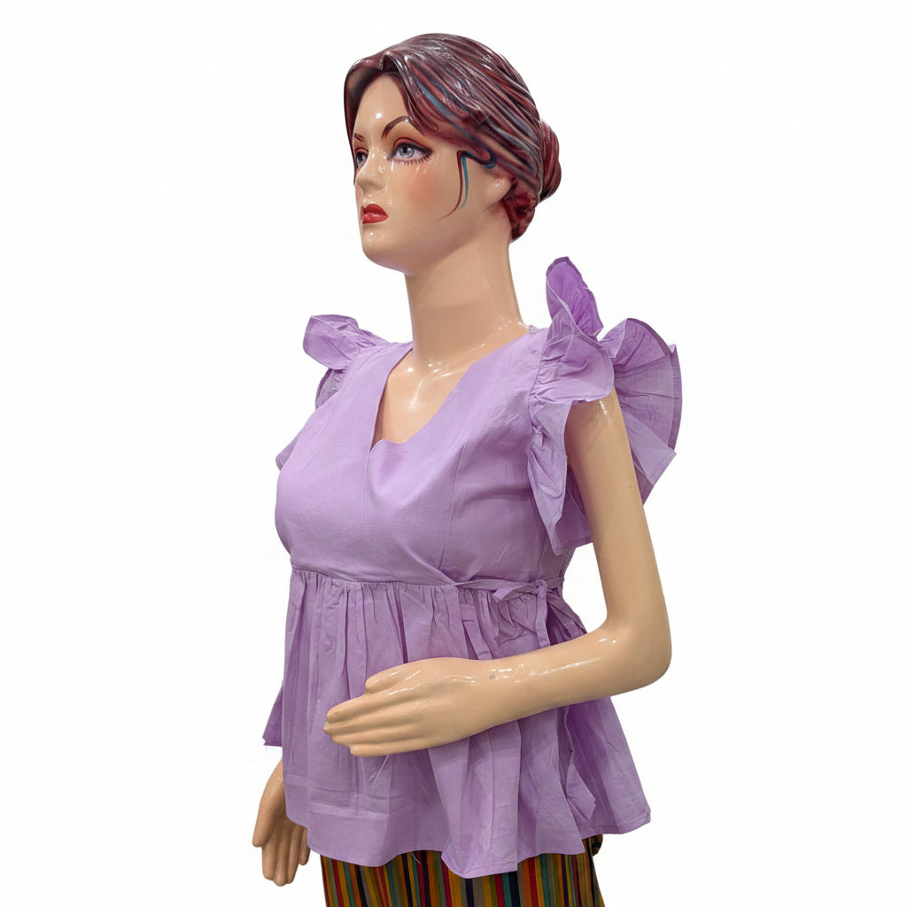 LAVENDER SHORT RUFFLE SLEEVES