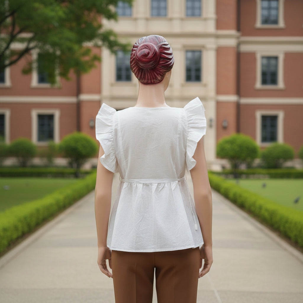 WHITE RUFFELE TOP