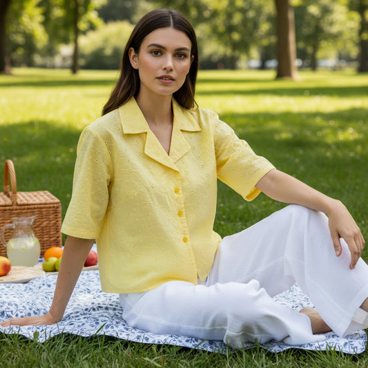 LIGHT YELLOW SHORT SHIRT