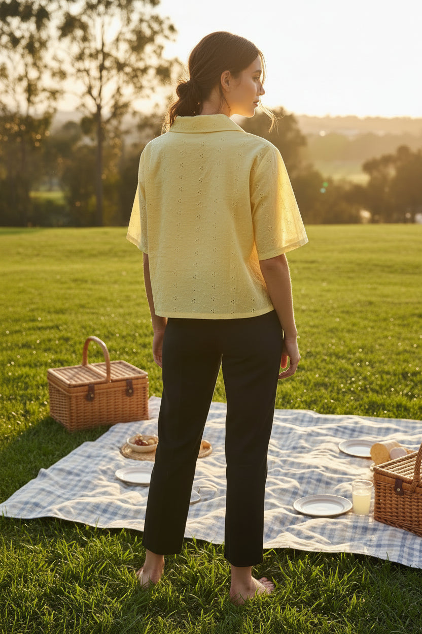 LIGHT YELLOW SHORT SHIRT