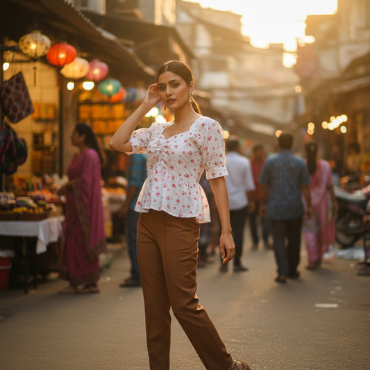 PRINTED PEPLUM TOP