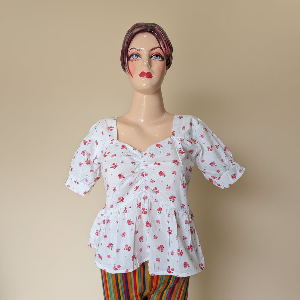 PRINTED PEPLUM TOP