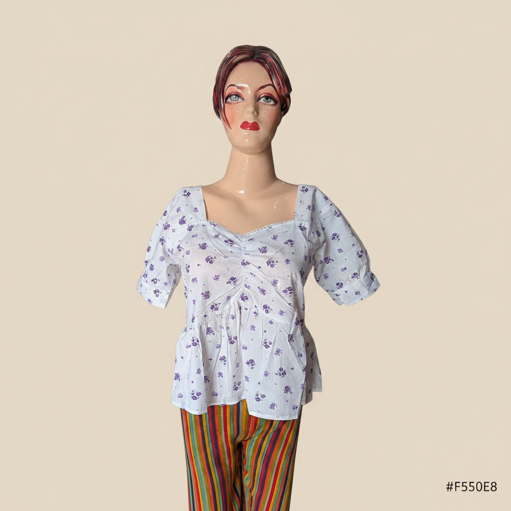 PRINTED PEPLUM TOP