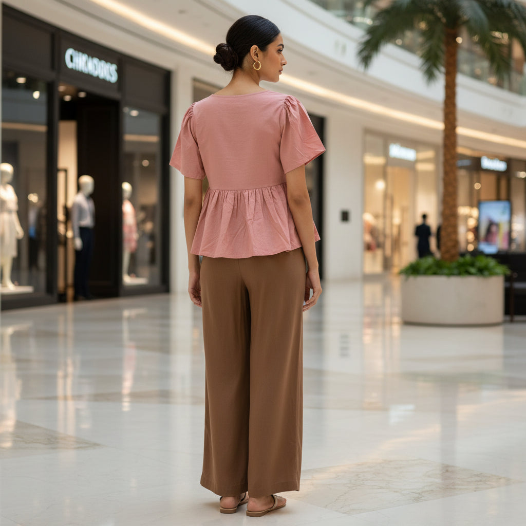 SHORT SLEEVES PEPLUM TOP