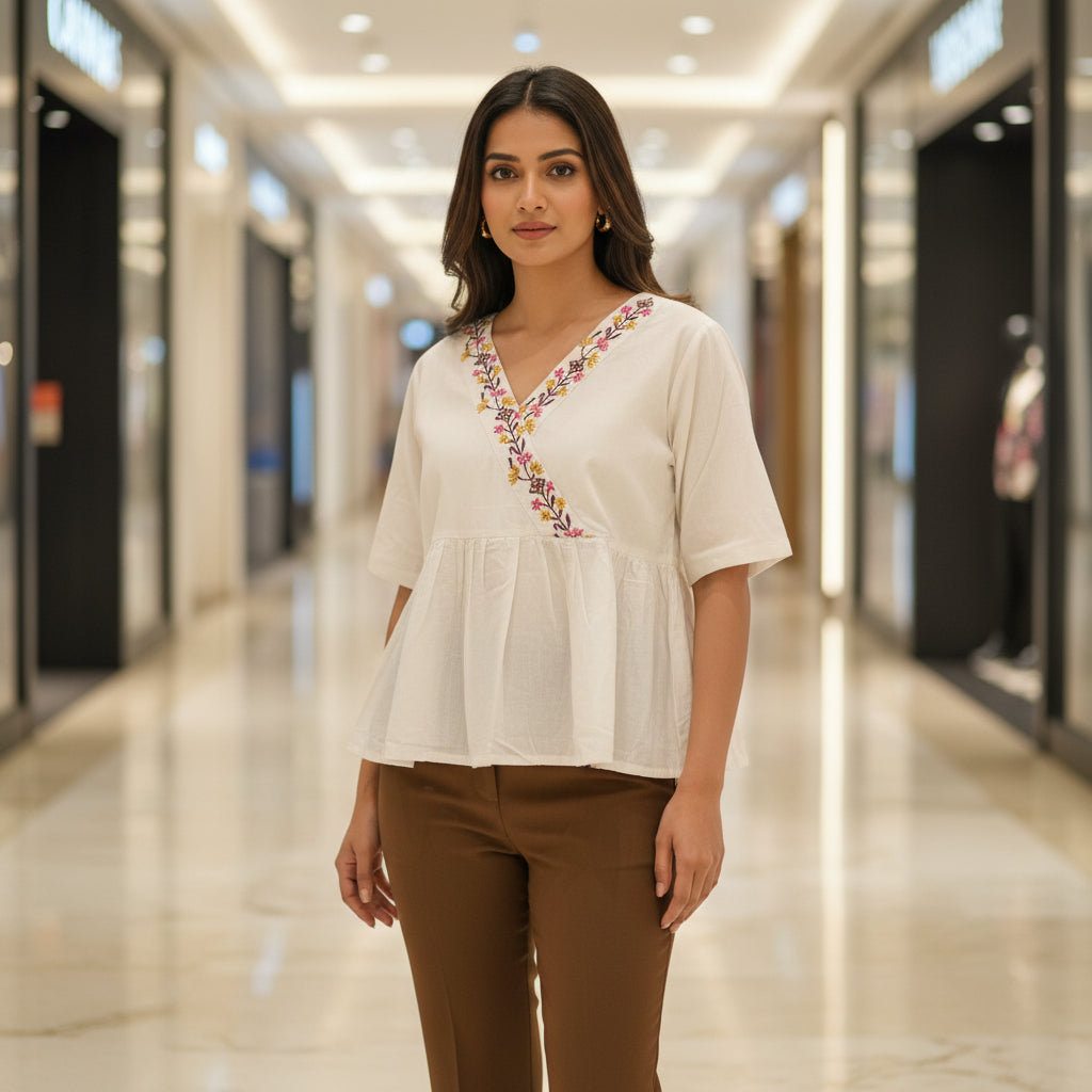 SHORT SLEEVES PEPLUM TOP