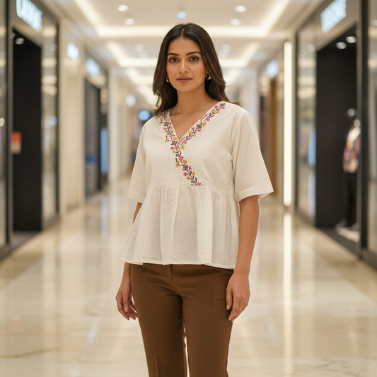 SHORT SLEEVES PEPLUM TOP