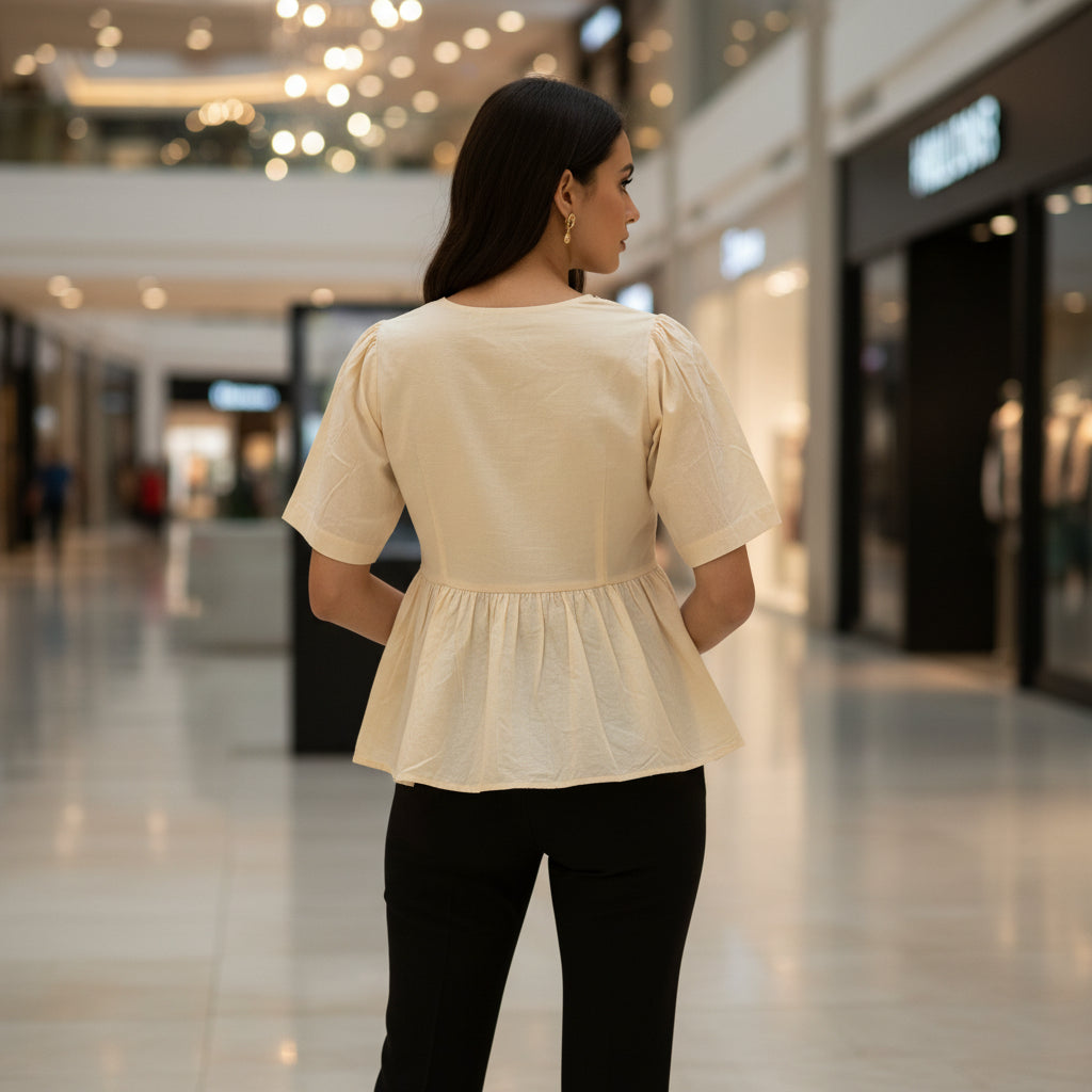 SHORT SLEEVES PEPLUM TOP