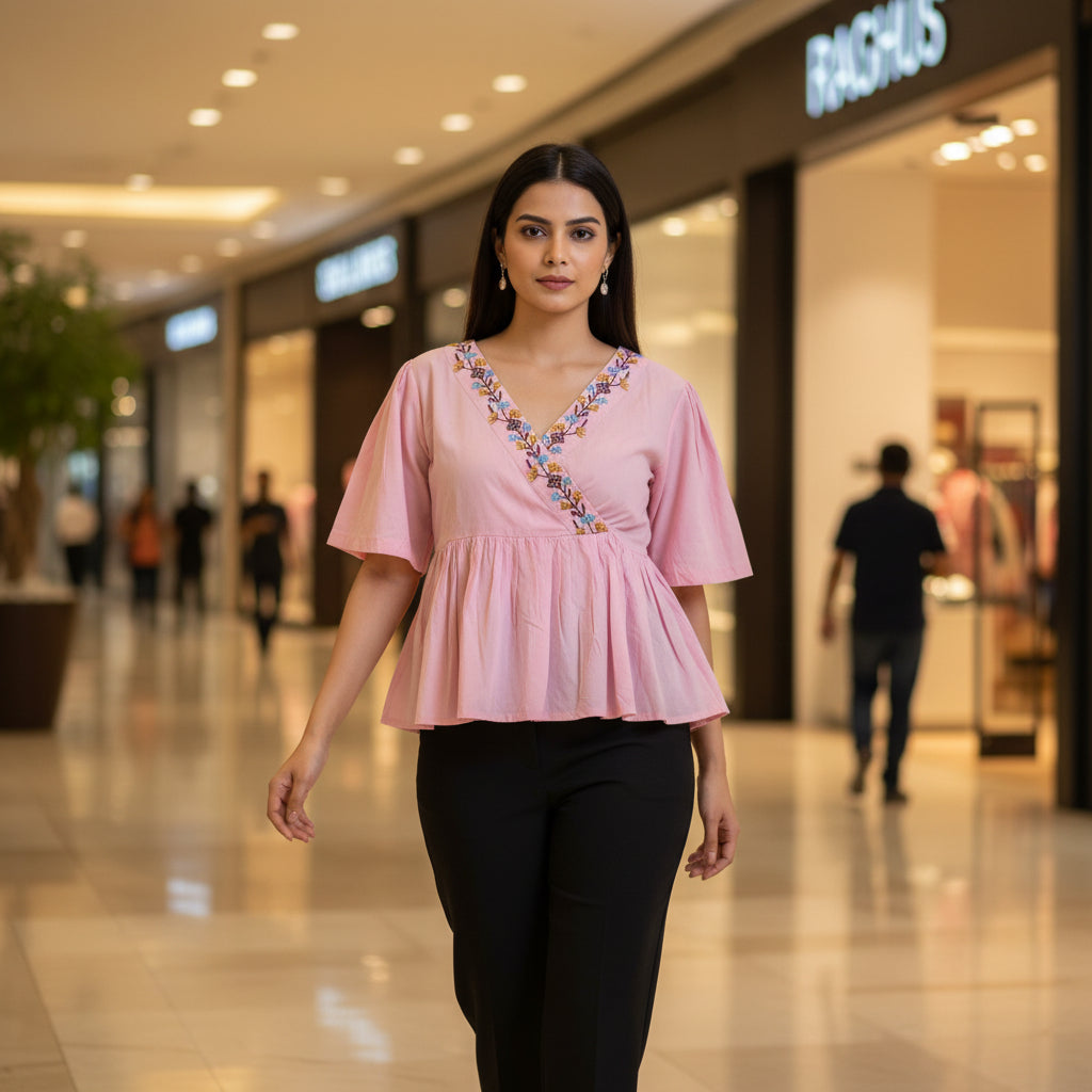 SHORT SLEEVES PEPLUM TOP