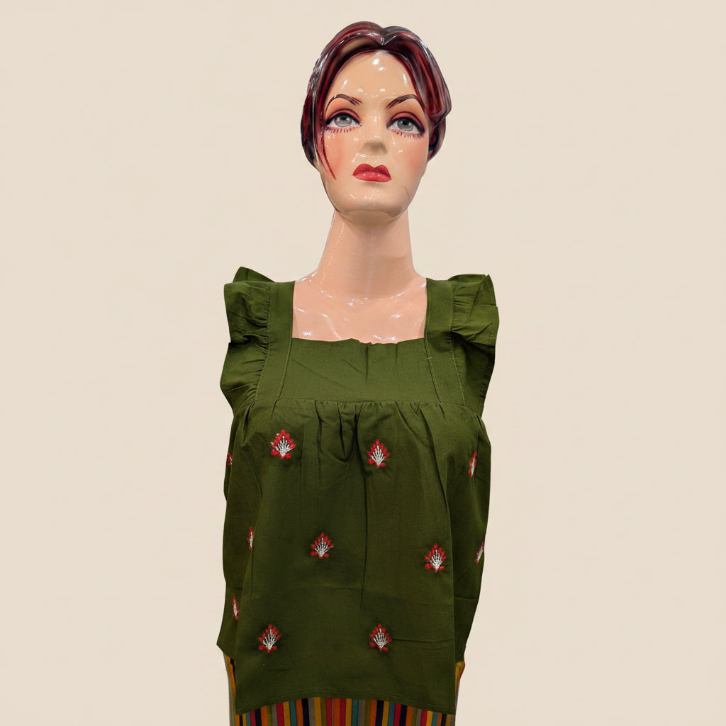 GREEN BABY DOLL TOP
