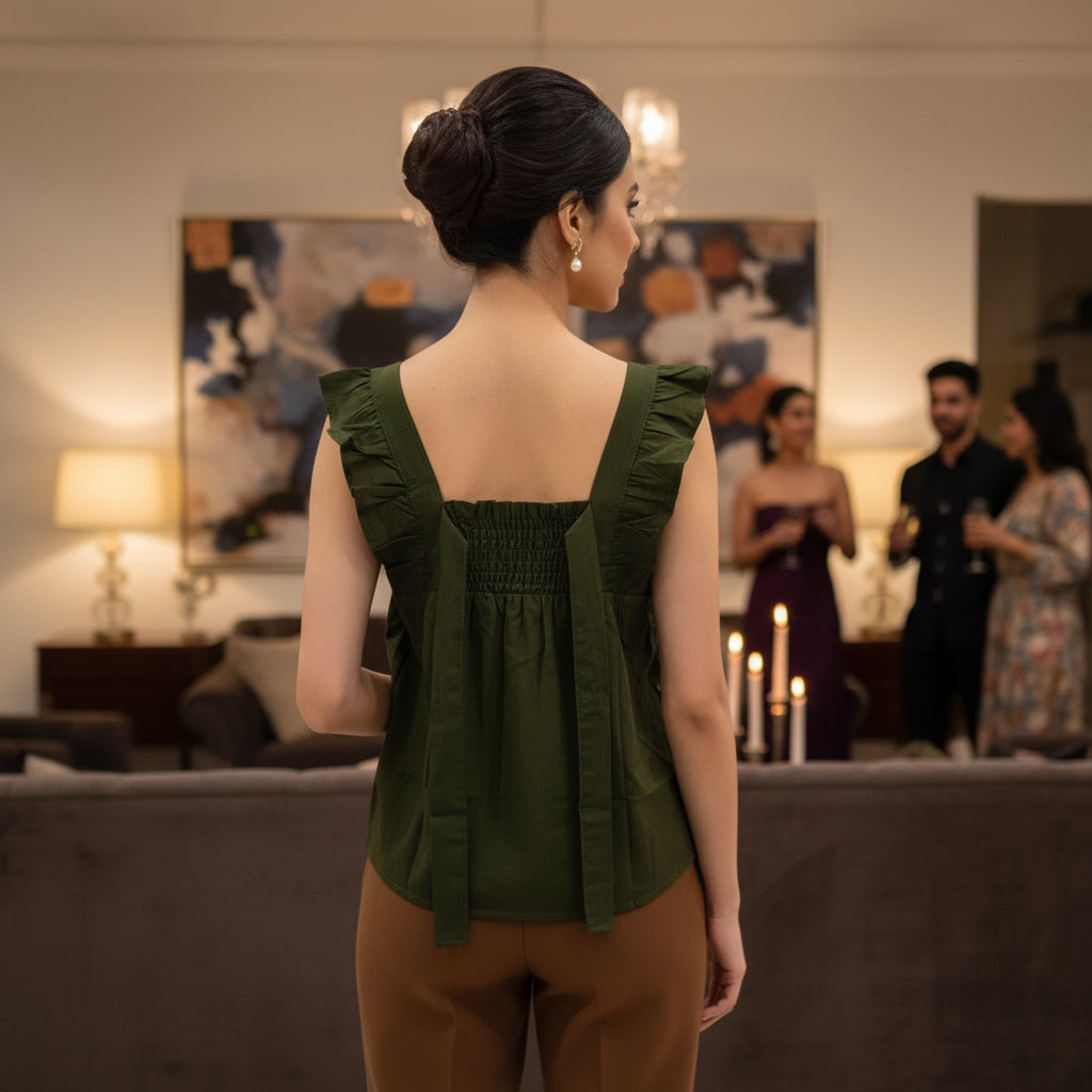 GREEN BABY DOLL TOP