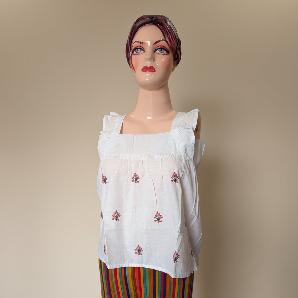 WHITE BABY DOLL TOP