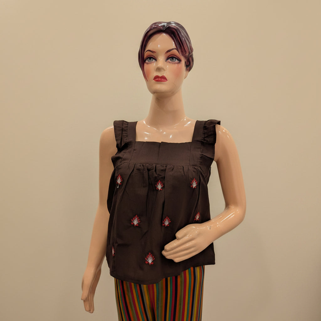 CHOCHOLATE BROWN BABY DOLL TOP