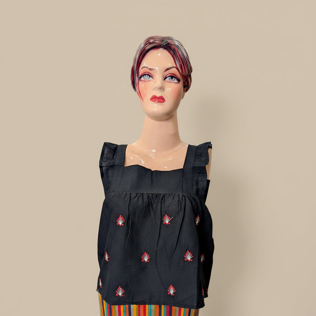 BLACK BABY DOLL TOP
