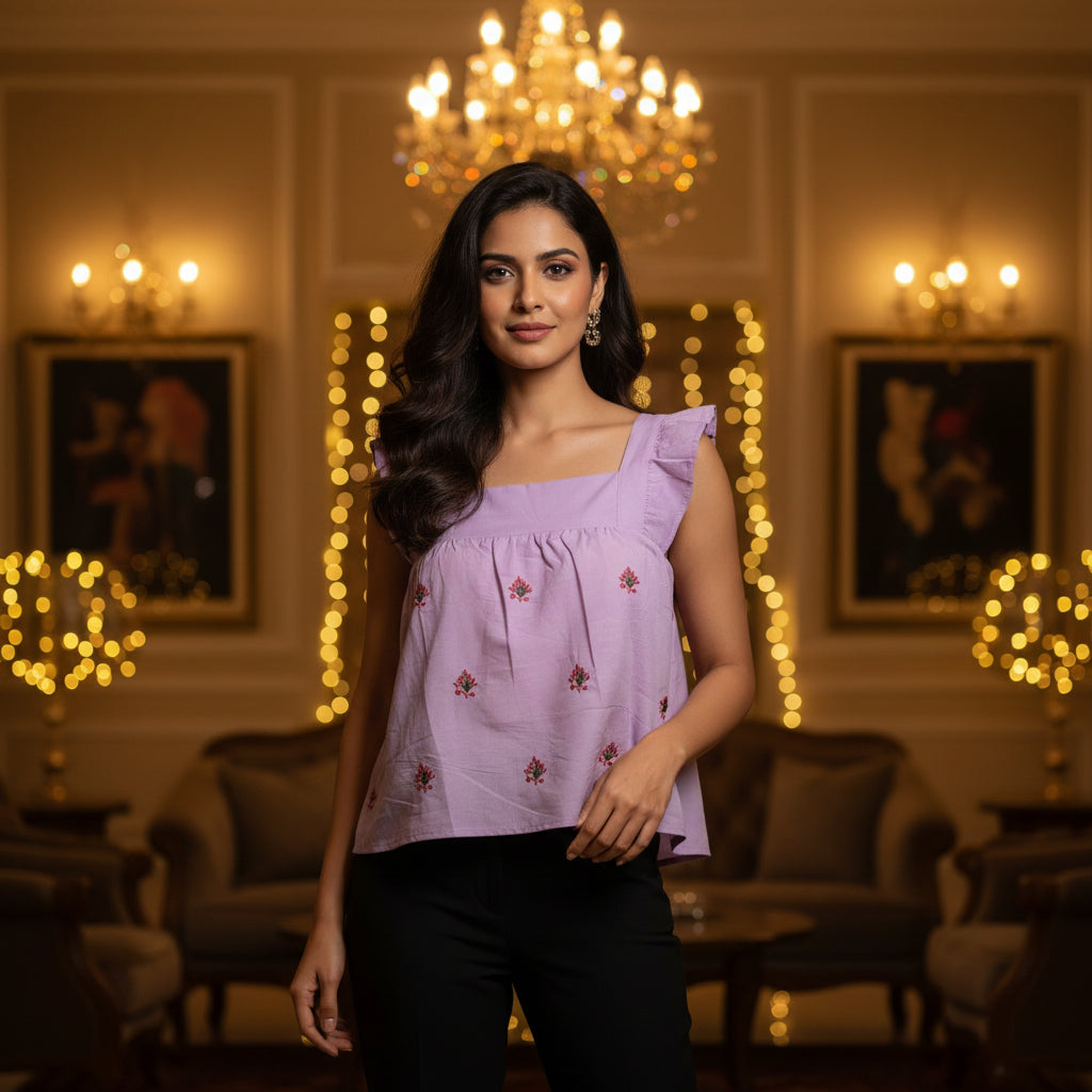 LIGHT PURPLE BABY DOLL TOP
