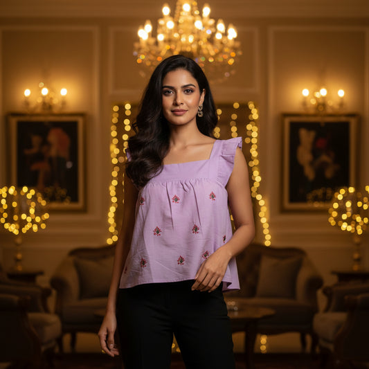LIGHT PURPLE BABY DOLL TOP