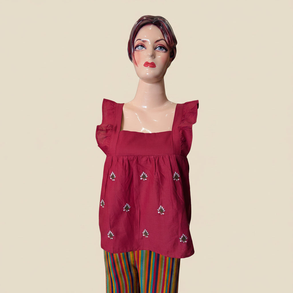 MAROON BABY DOLL TOP