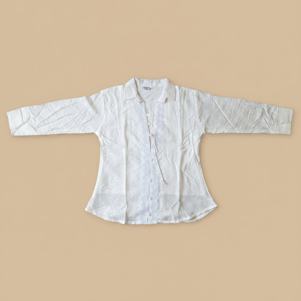 PEASANT -STYLE V-NECK TOP