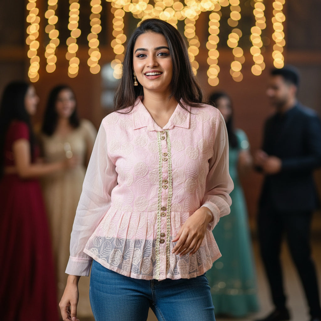 BABY PINK CHIFFON TOP