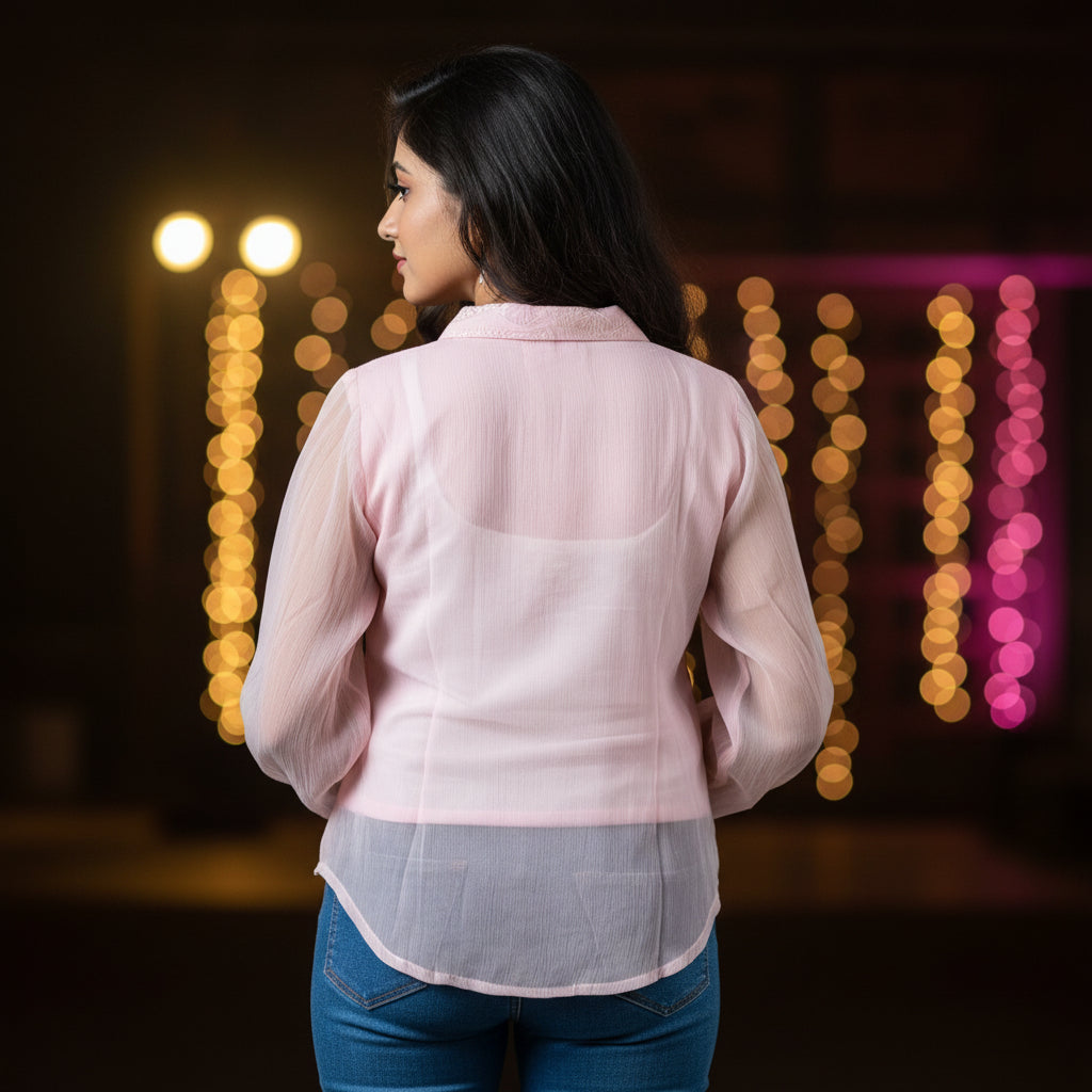 BABY PINK CHIFFON TOP