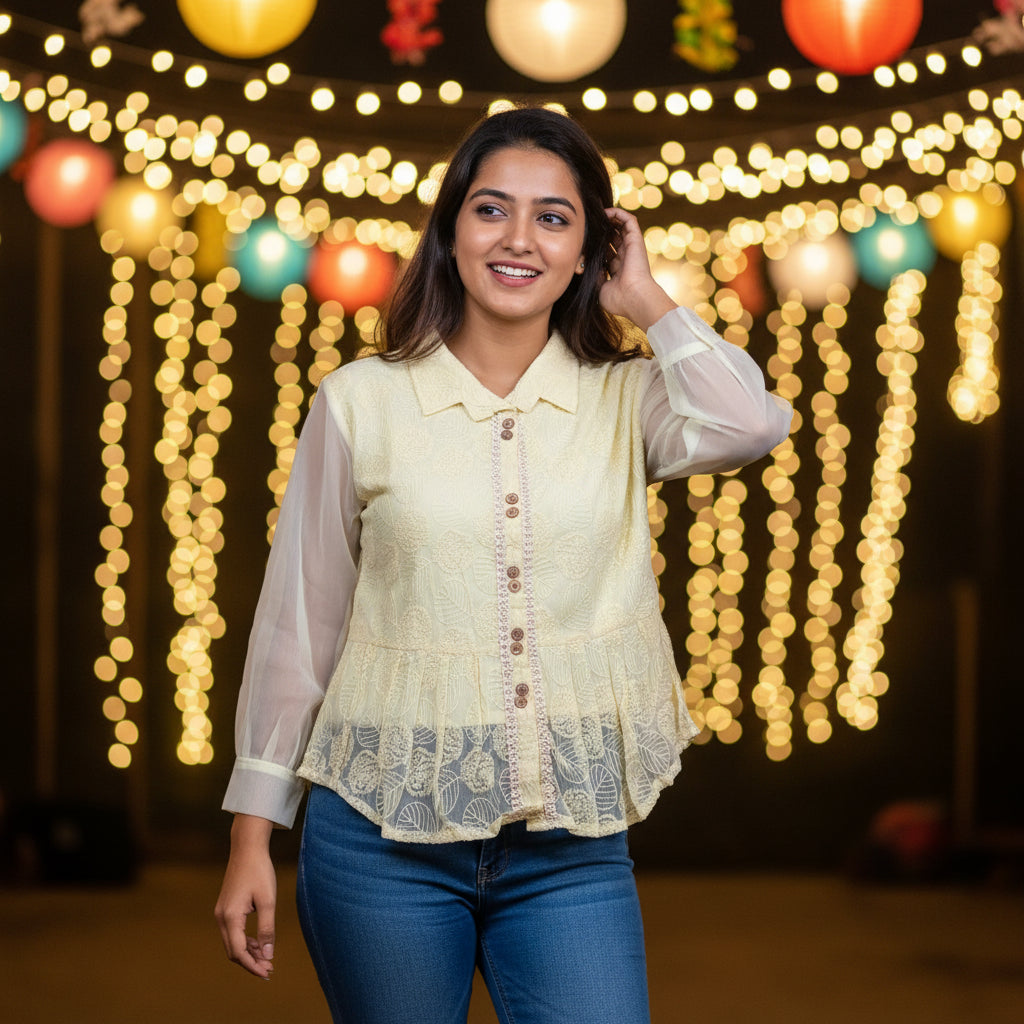 YELLOW CHIFFON TOP