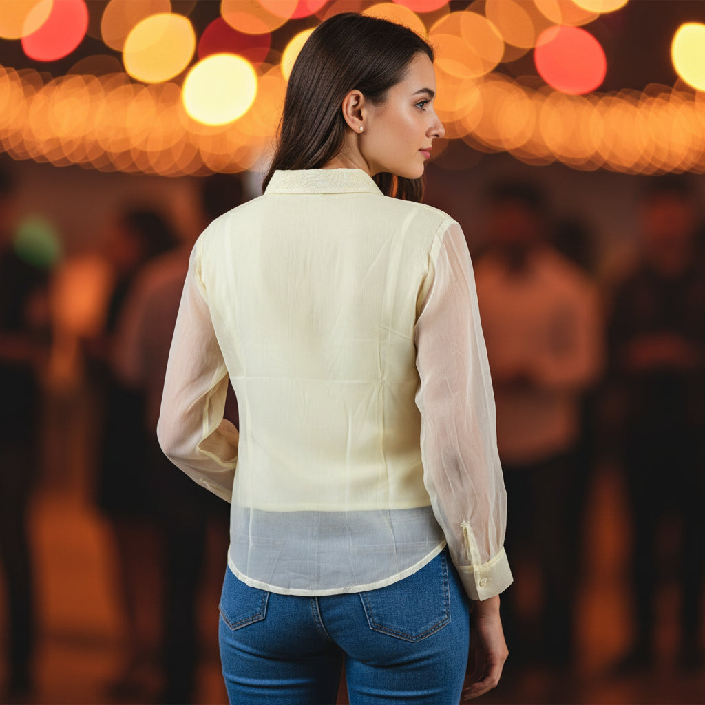 YELLOW CHIFFON TOP