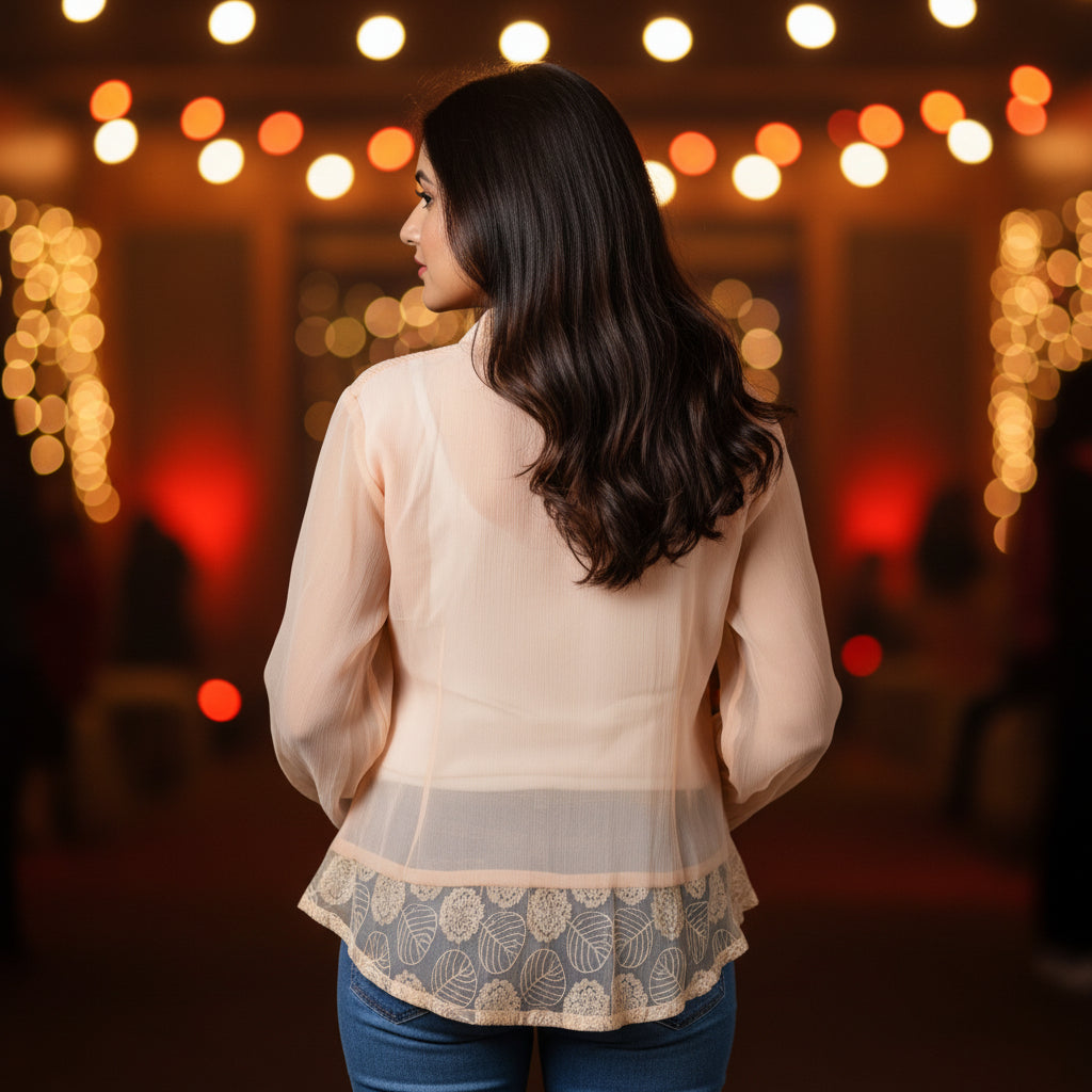 PEACH CHIFFON TOP