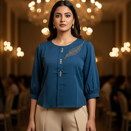 KOREAN TEAL TOP