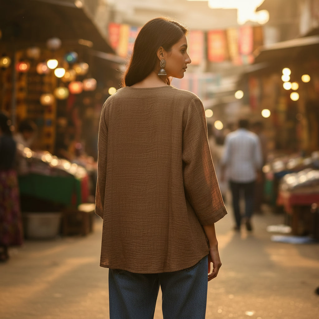 BOHO-CHICK BROWN TUNIC