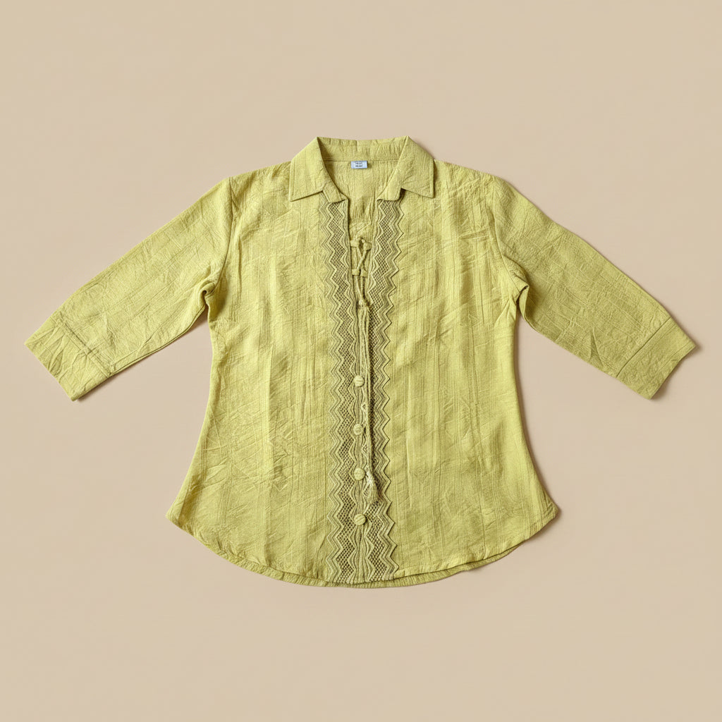 PEASANT -STYLE V-NECK TOP
