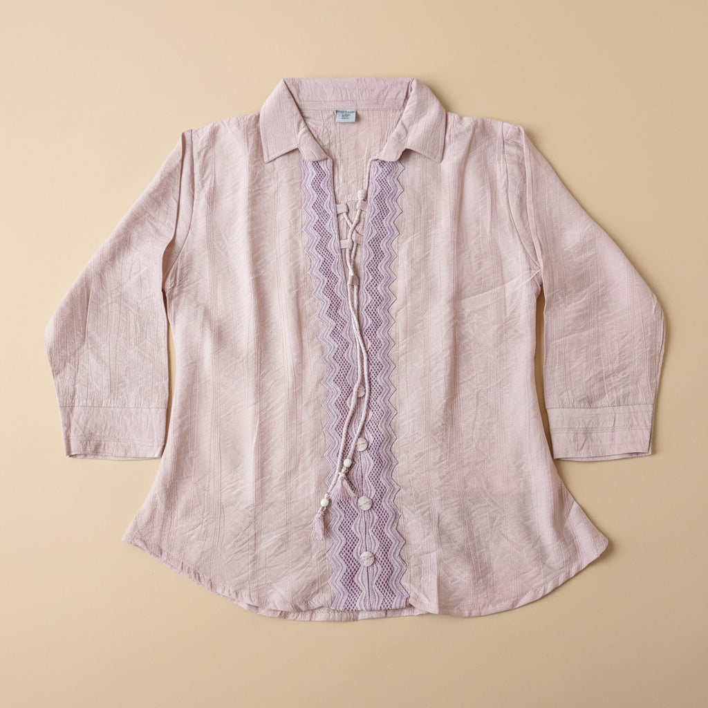 PEASANT -STYLE V-NECK TOP