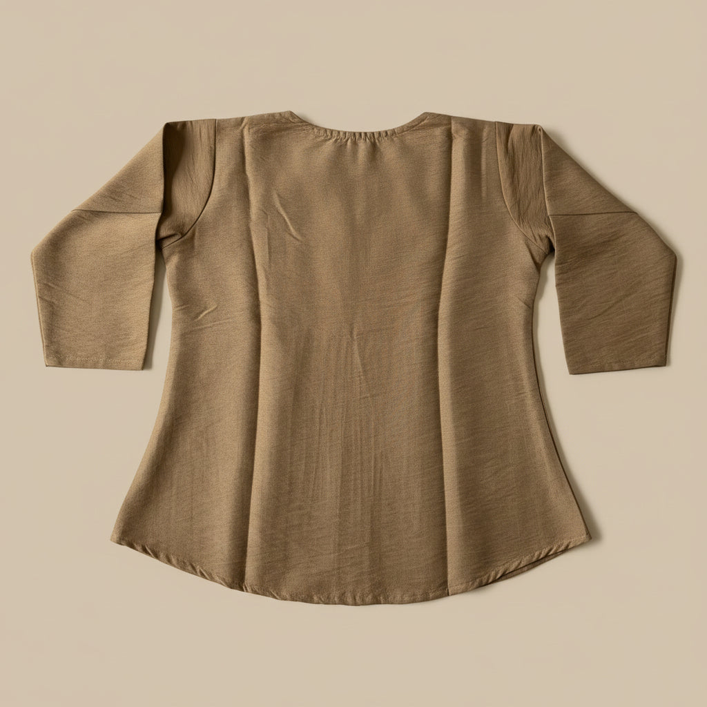 BROWN YOKE TOP