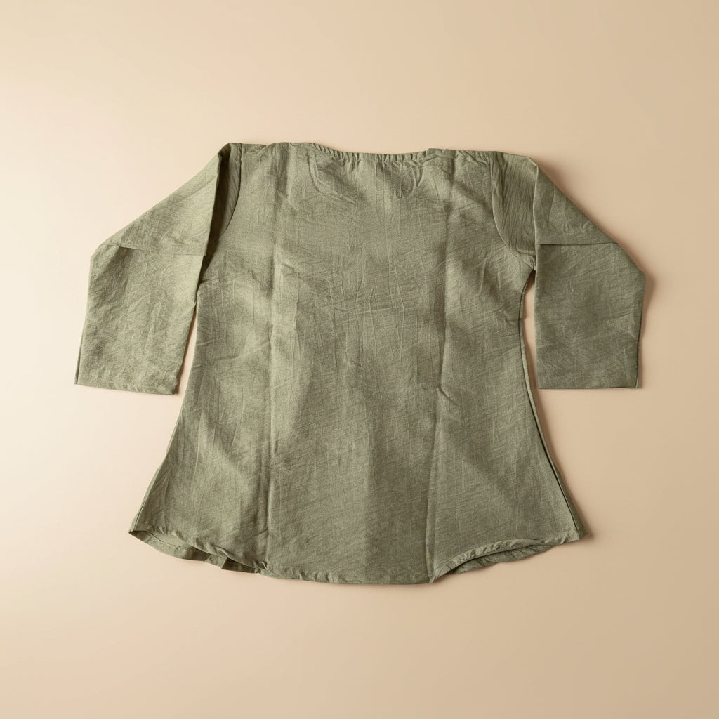 OLIVE GREEN YOKE TOP