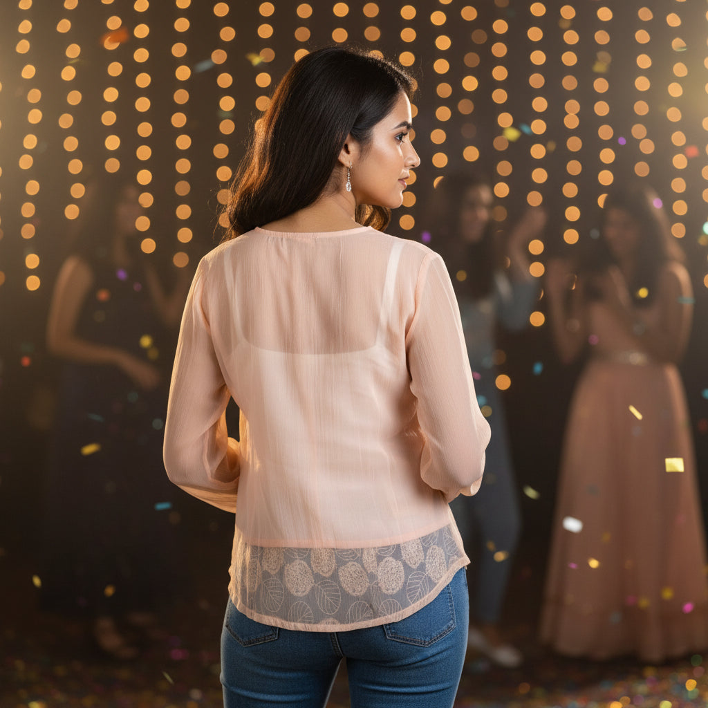 PEACH CHIFFON TOP